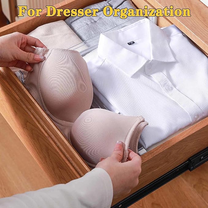 4 Pcs Drawer Dividers for Clothes, 3.15" High 11.34"-19.69" Adjustable - Image 6