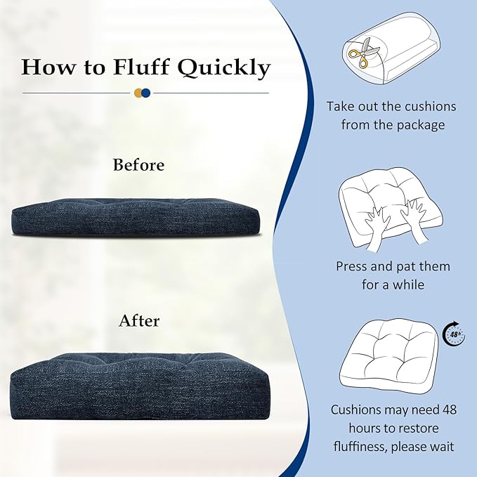 downluxe Chair Cushions for Dining Chairs 2 Pack, Tufted Indoor Chair Pads - Image 6