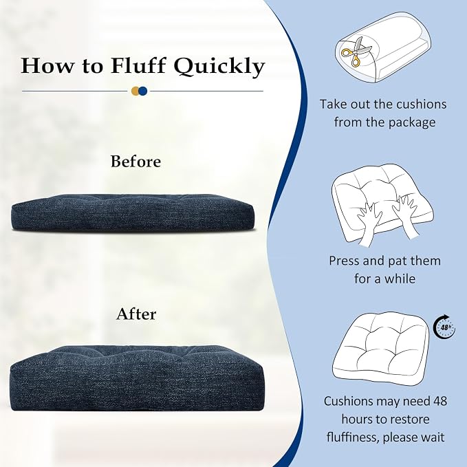 downluxe Chair Cushions for Dining Chairs 2 Pack, Tufted Indoor Chair Pads - Image 6