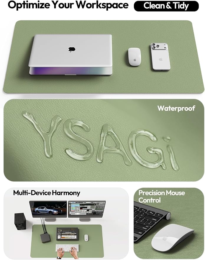 YSAGi Leather Desk Protector, Office Mat, Large Mouse Mat, Non-Slip PU Leather - Image 8