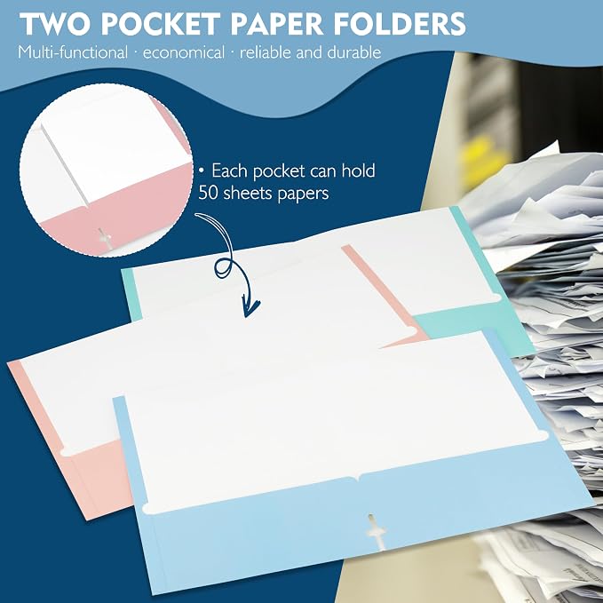 pmybupo 50Pack Pink Two Pocket Folders, 8.5x11 Folders - Image 3