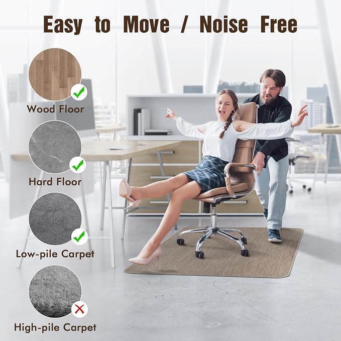 Blvornl Office Chair Mat for Hardwood Floor and Low Pile Carpet, 47.2"x 60" - Image 3