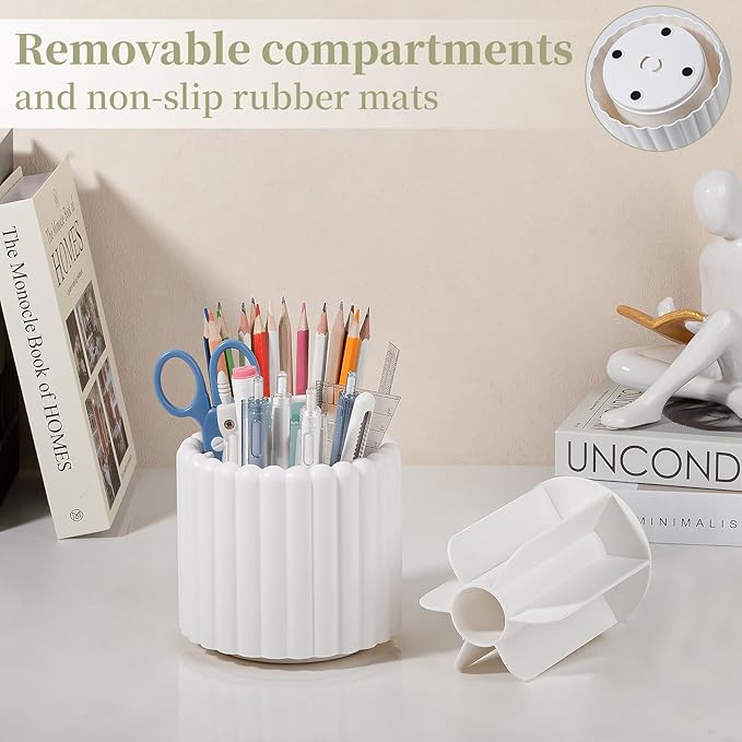 Anyoifax 360° Rotating Pen Holder 7 Slots Desk Organizer Removable Pencil Cup - Image 2
