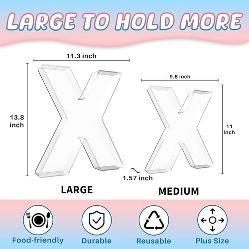 13.8" Extra Large Acrylic Letter Charcuterie Board Box, Reusable Fillable - Image 2