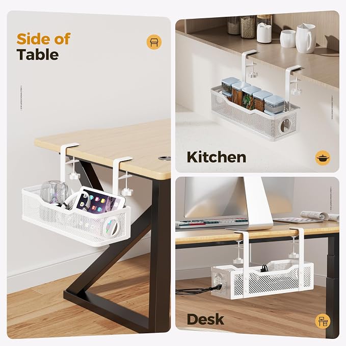 2 Pack Under Desk Cable Management Box White, Cinati 26.8" Wire Organizers No - Image 7