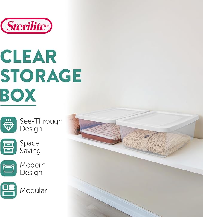 Sterilite 48 Pack Storage Box, 12 Quart Stackable Tote - Image 2