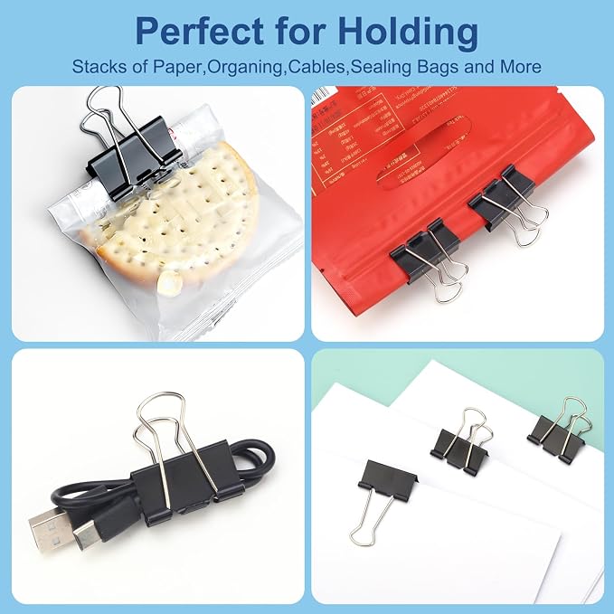60 Pack Large Binder Clips 1.6 Inch, Binder Clips Large Size, Big Paper Clamps - Image 5
