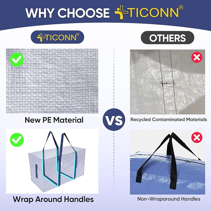 TICONN 8 Pack Extra Large Moving Bags Heavy Duty - Image 4