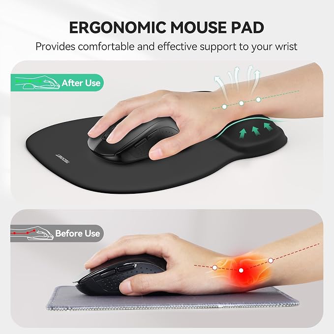 TECKNET Gel Mouse Pad with Wrist Rest, Ergonomic Office Mousepad with Wrist - Image 2