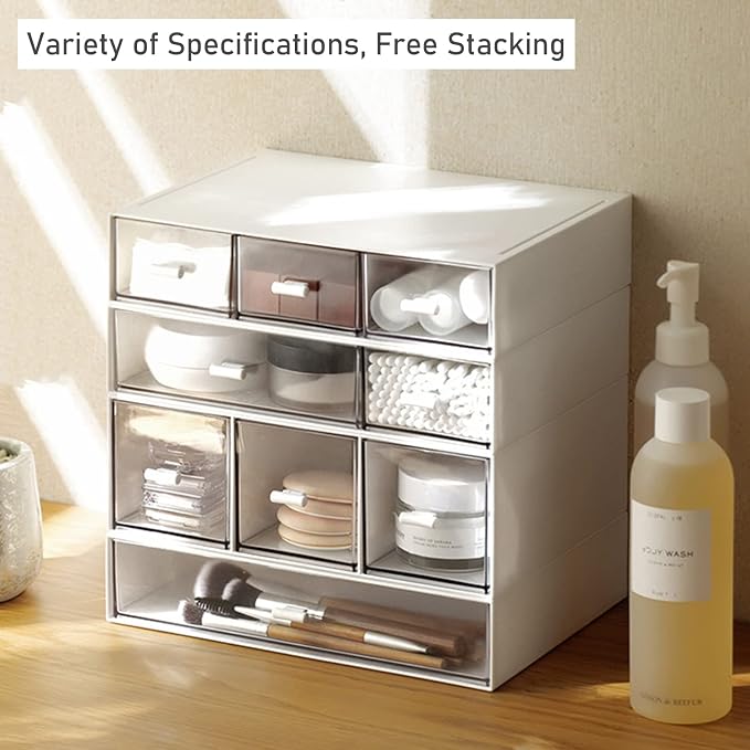 Desk Drawer Organizer, Stackable Storage Drawers, Plastic Compact Desk Storage - Image 4