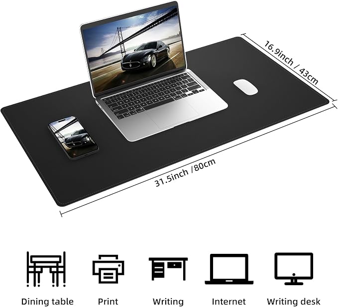 AFIING Desk Mat, 31.5" x 17", Cork Desk Pad Protector | Dual-Sided Cork & PU - Image 2