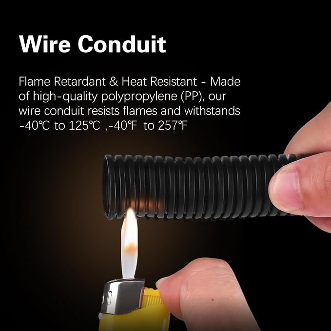 Split Wire Loom Tubing, 25FT 1/4Inch Heat Resistance Wire Protector | Cable - Image 4