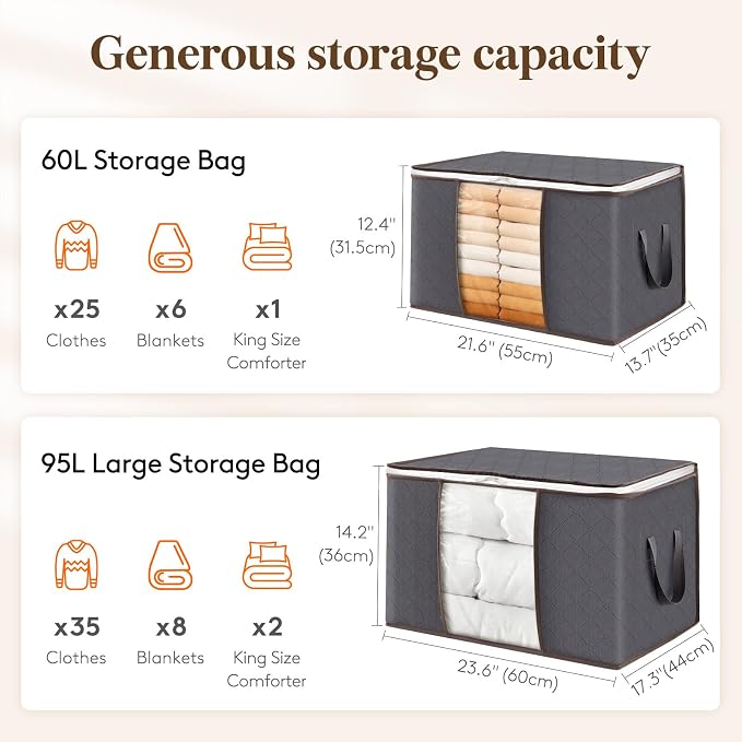 Lifewit 3 Pack 60L Clothes Storage Bins - Image 2