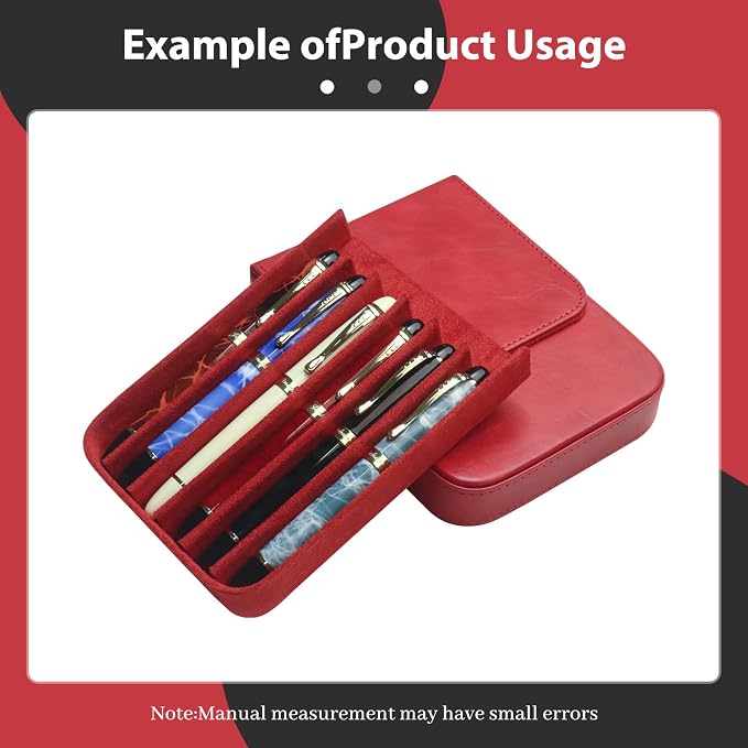 PU Leather 6 Fountain Pen/Pencil Tray Case, Magnetic Closure - Image 4