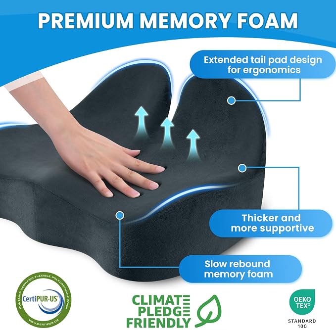 CushZone Seat Cushion, Memory Foam Office Chair Seat Cushion - Image 4
