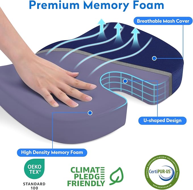 CushZone Seat Cushion, Office Chair Cushions, Car Seat Cushion, Non-Slip - Image 2