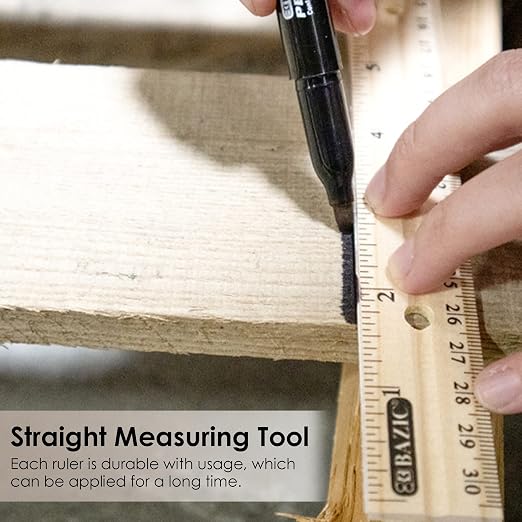 BAZIC Products 12 in Wooden Ruler, Inch & Metric - Image 5