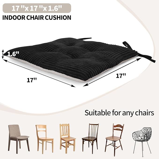 Office Stacking Chair Cushions 4 Pack, Corduroy High Density Foam Kitchen Seat - Image 3
