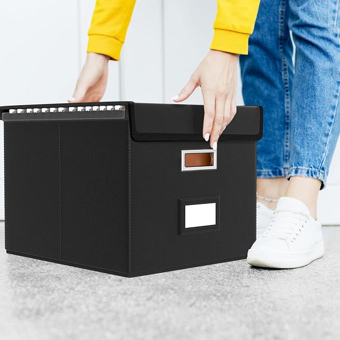 Portable Leather File Organizer Boxes - Image 6