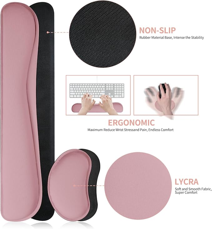 Mouse Pad and Keyboard Wrist Rest, 3-in-1 Large Keyboard and Mouse Pad Set - Image 4