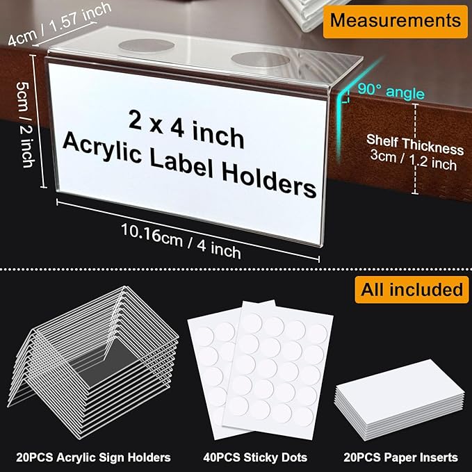 ChanQnTon L-Shape Acrylic Sign Holder, Price Tags, Food Labels - Image 6