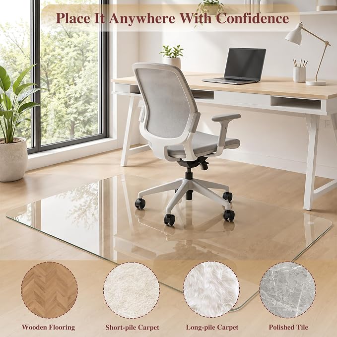 Tempered Glass Chair Mat for Carpet，30"x42" Office Mats for Rolling Chairs - Image 7