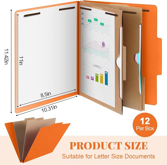 Skyygemm 12 Pcs Classification Folders Letter Size, 2 Pocket Dividers - Image 2