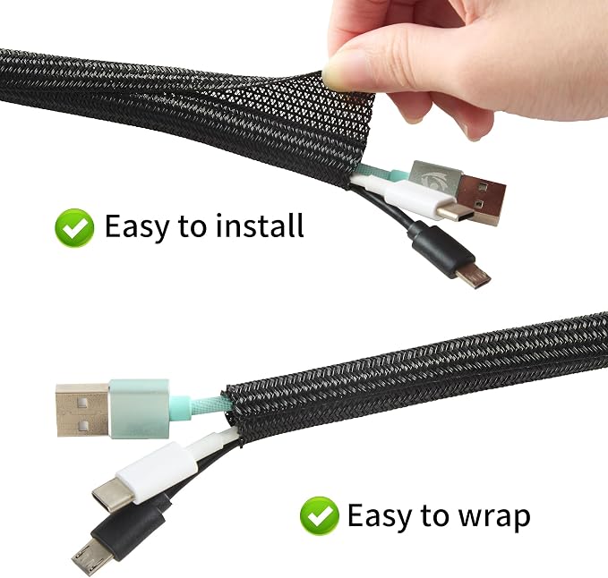 Split Wire Loom 1/4 Inch 100ft, Braided Cable Sleeve - Image 2