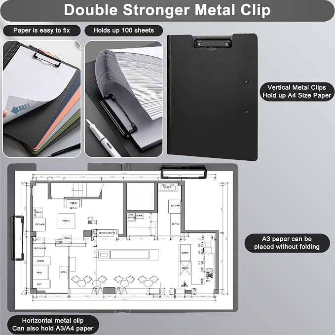 SFLHHDM 2 PCS Clipboards Foldable, Folding 360°Cover Folder Clipboard, Plastic - Image 2