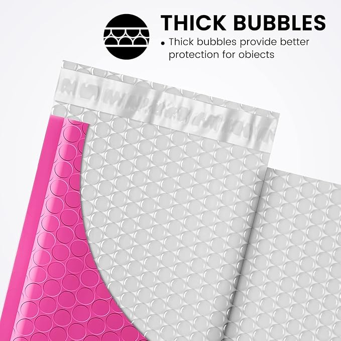 Fuxury Bubble Mailers 4x8" 100 Pack Pink Bubble Mailers Usable Size 4x7” Small - Image 3