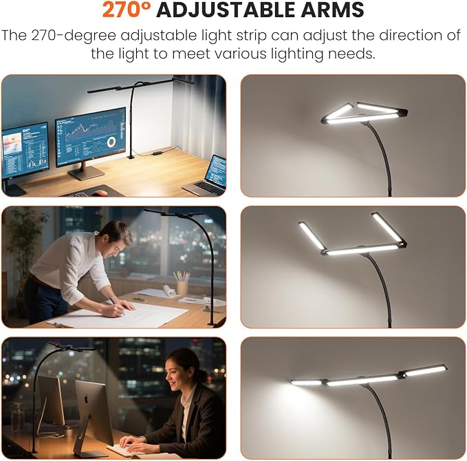 LED Desk Lamp for Office Home, 3 Head Adjustable Computer Monitor light Bar - Image 4