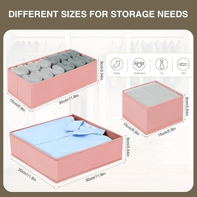 DIMJ Drawer Organizer for Clothing, 15 Pack Fabric Drawer Organizer Bins - Image 4