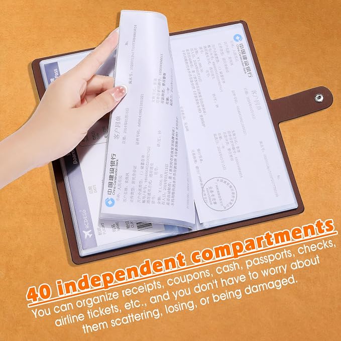 Leather Coupon & Receipt Organizer, Portable Receipt Holder - Image 6