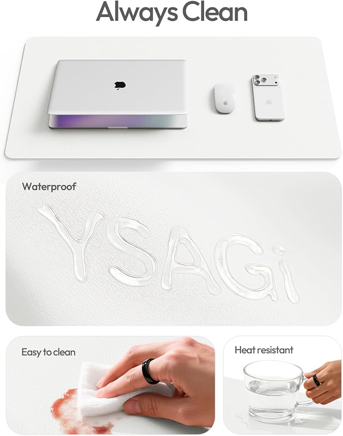 YSAGi Leather Desk Protector, Office Mat, Large Mouse Mat, Non-Slip PU Leather - Image 7