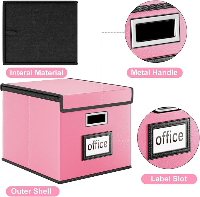 Portable Leather File Organizer Storage Boxes, Collapsible File Folder - Image 3