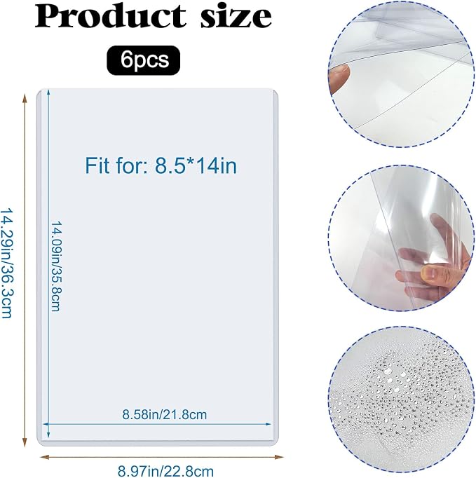 Rainmae 6 Pack 8.5" x 14" Rigid Print Protectors, Paper Sleeves Photo Plastic - Image 2