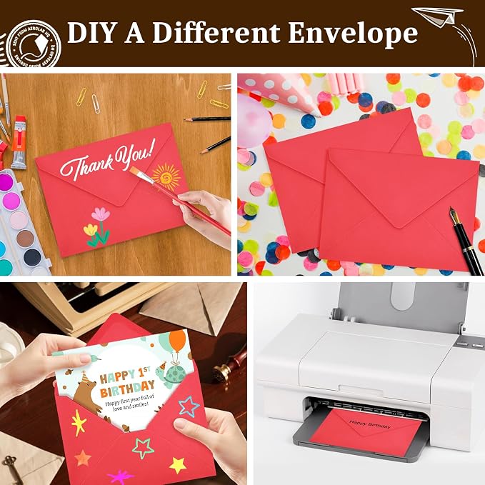 50 Pack Red A7 Envelopes, Christmas New Years Greeting Card Envelopes Self Seal - Image 6