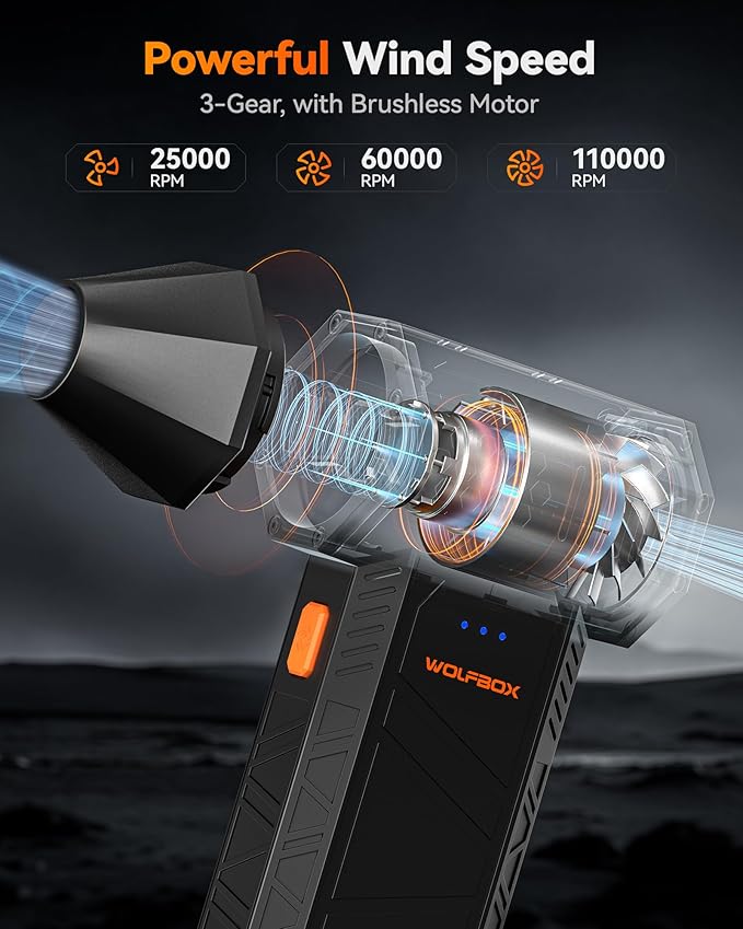 WOLFBOX MegaFlow 50 Compressed Air Duster-110000RPM Super Power Electric Air - Image 2