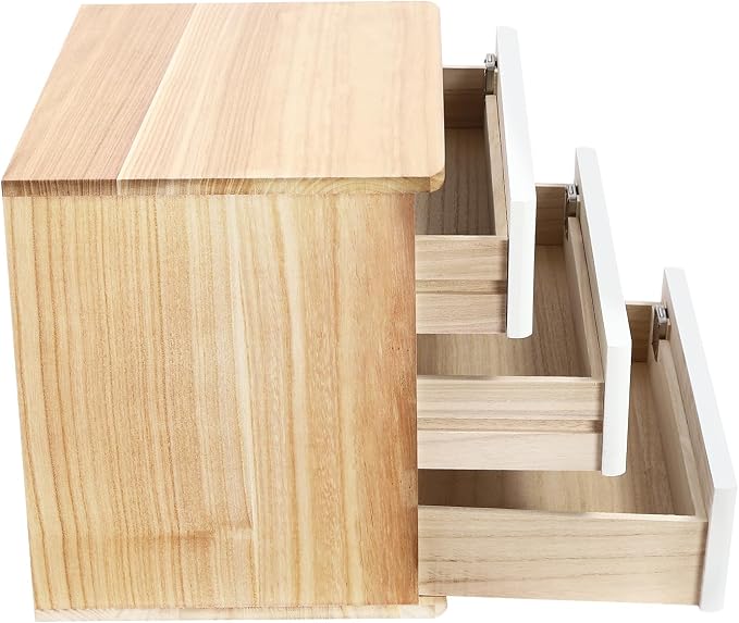 Lockable Desk Organizer Wooden Desktop Drawers Office Flat Files Storage Box - Image 5