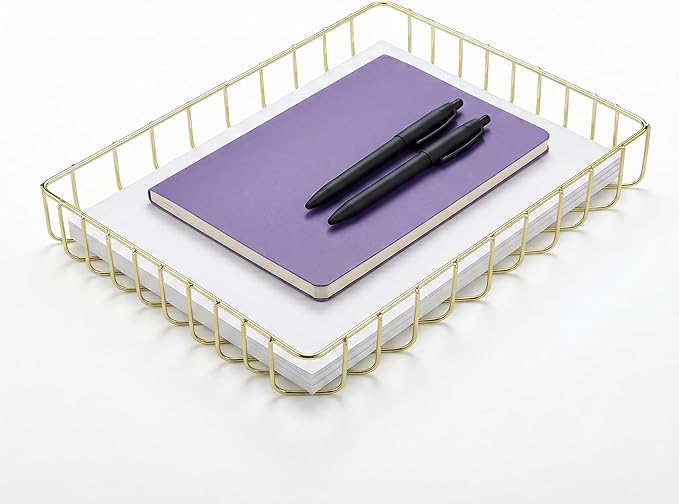 Elegant Gold Wire Desk Tray Organizer by Home