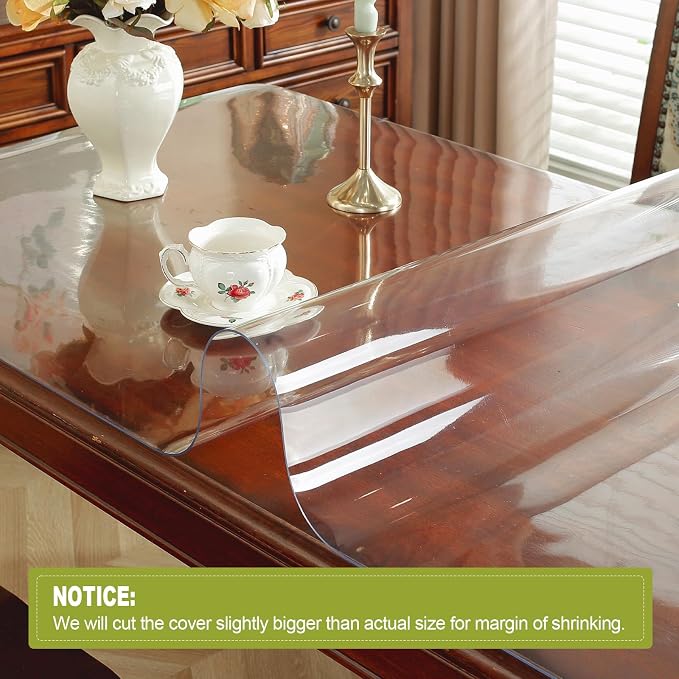 OstepDecor 42 x 78 Inch Clear Table Cover Protector, 2mm Thick Clear Plastic - Image 2