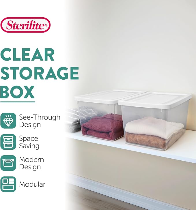 Sterilite 18 Pack Storage Boxes, Lightweight Home Organizers - Image 3