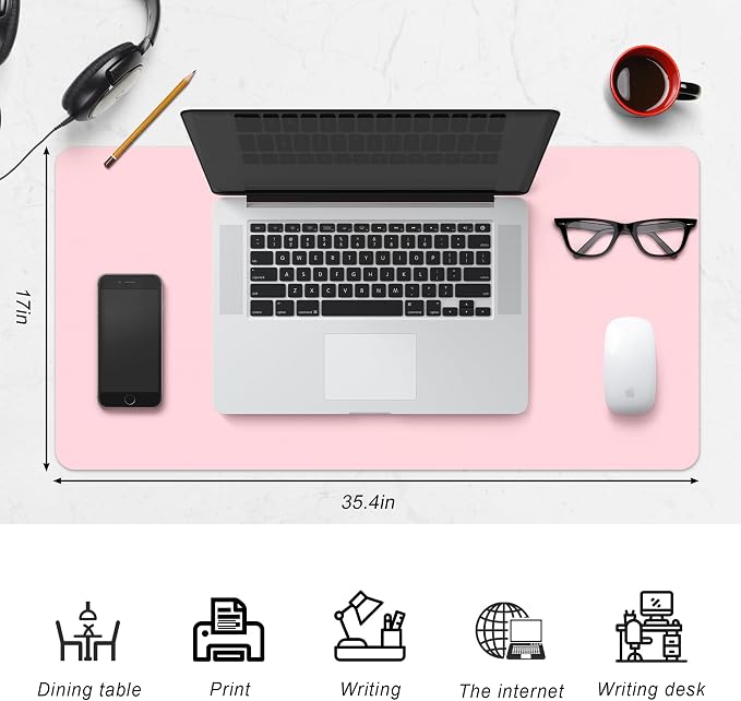 Leather Desk Pad Protector, Non-Slip Desk Pad, on-Slip PU Leather Large Mouse - Image 2