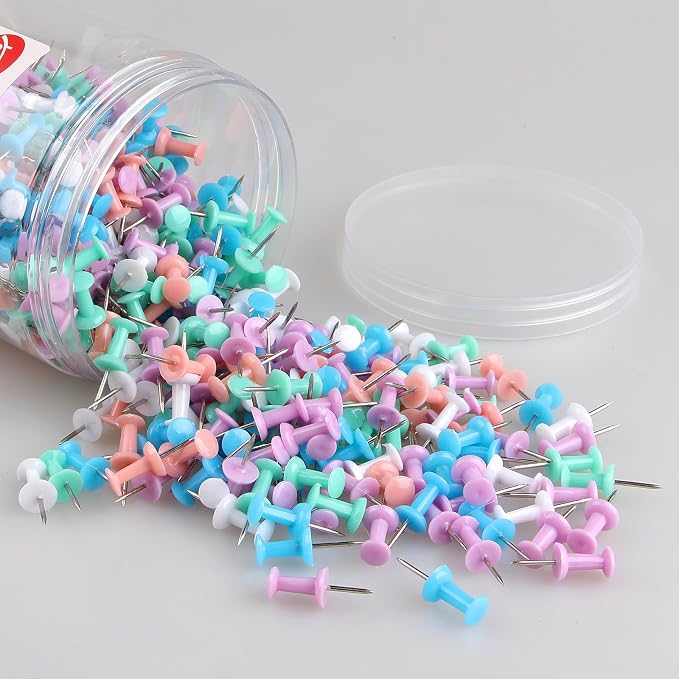 Push Pins 600 Count Macarone Colors, Standard Multicolored Thumb Tacks Steel - Image 3