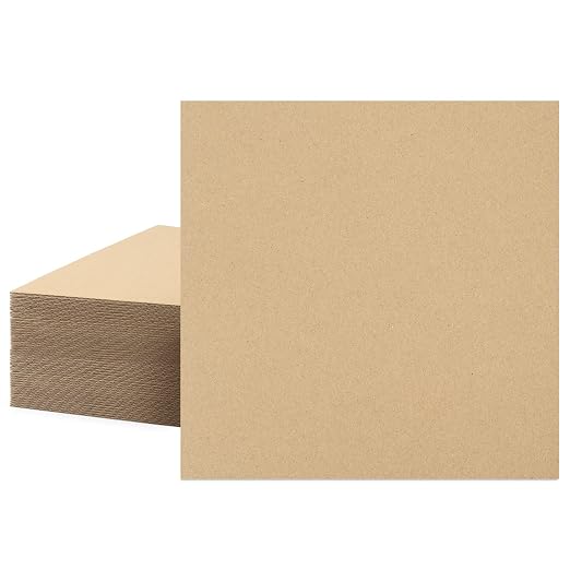 Mat Board Center, 50 Corrugated Cardboard Sheets 10x10 Inches Flat Card Board by MatBoardCenter