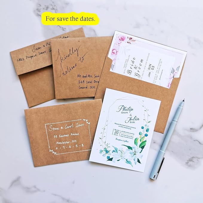 200 Pcs A2 Invitation Envelopes in Kraft Brown Peel & Press Self Seal 4 3/8 x 5 - Image 5