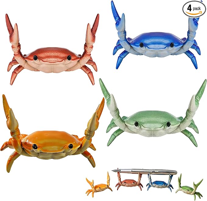 4 Pcs Crab Pen Holder, Creative Weightlifting Desk Crab Pen Holder Stand by Unknown