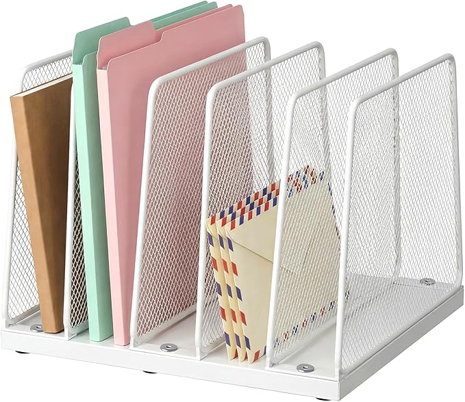 LEKETREE Small Desk File Organizer, 5-Section Upright File Sorter, Vertical by Stylishworkspaceeffortlessorganization