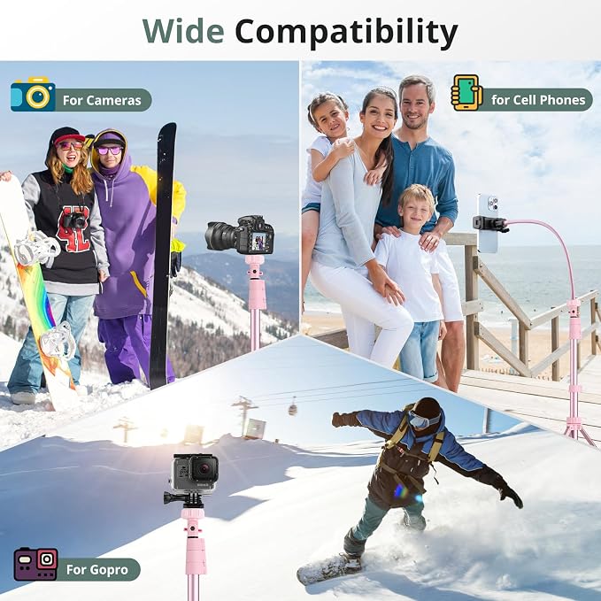 SENSYNE 88" Phone Tripod & Selfie Stick, Extendable Cell Phone Tripod Stand - Image 3
