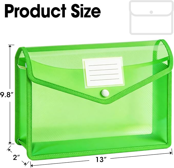 AZEN 20 Pack Plastic Expanding File Folder, Plastic Envelopes - Image 2